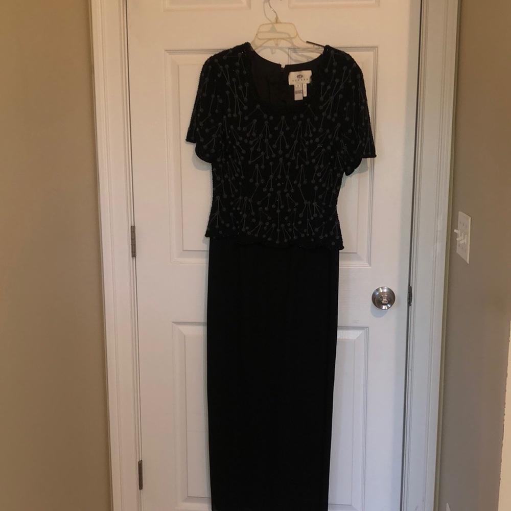 Medium black evening gown with embroidery